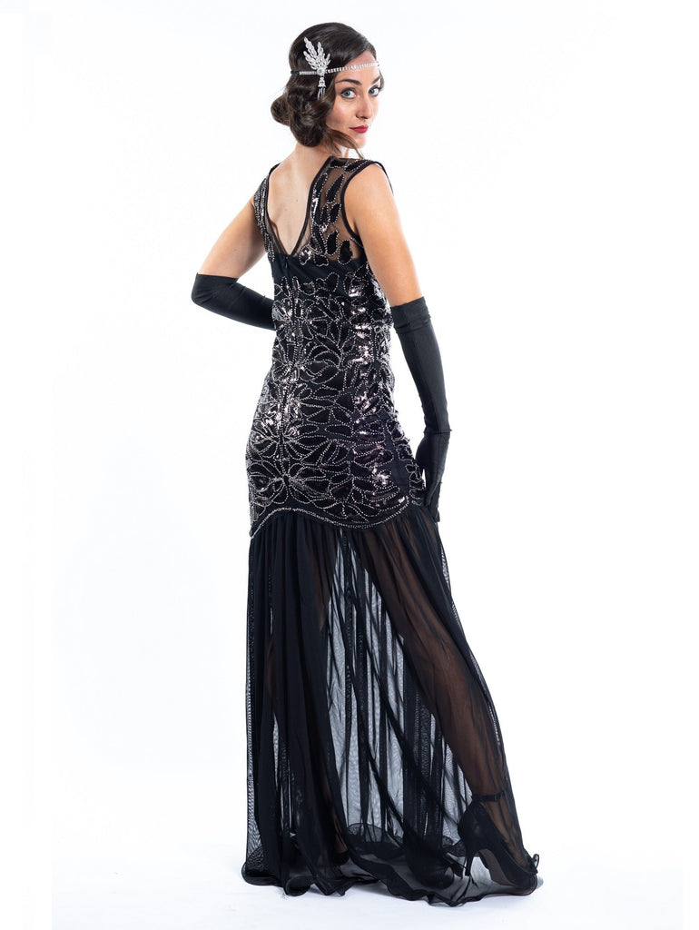 1920s Black Maryanne Long Flapper Dress ...